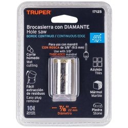 Sierra Copa con Diamante 7/8" Borde Continuo Truper 17125