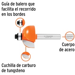 Fresa Bocel Cuarto 1-1/8" x 1/4" con rodaje Truper 11485