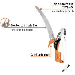 Tijera de Podar 14" sin Mango con Hoja de Acero SK5 Truper 18401