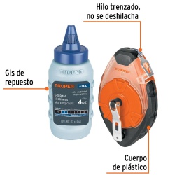 Tiralíneas 30 m (100 ft) con Gis Azul Truper 18575