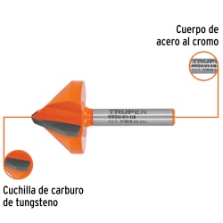 Fresa de Carburo 1-1/8"x 1/4" Corte en V Truper 102719