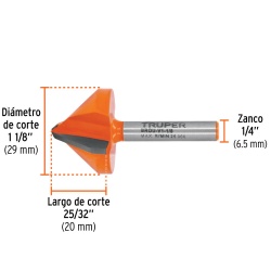 Fresa de Carburo 1-1/8"x 1/4" Corte en V Truper 102719