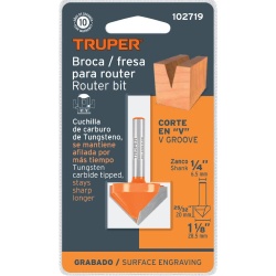 Fresa de Carburo 1-1/8"x 1/4" Corte en V Truper 102719