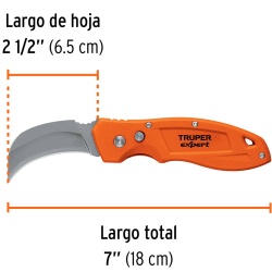 Cuchillo Plegable 7" Tipo Gancho para Linóleo y Alfombras Truper 12725