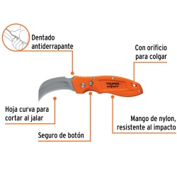 Cuchillo Plegable 7" Tipo Gancho para Linóleo y Alfombras Truper 12725