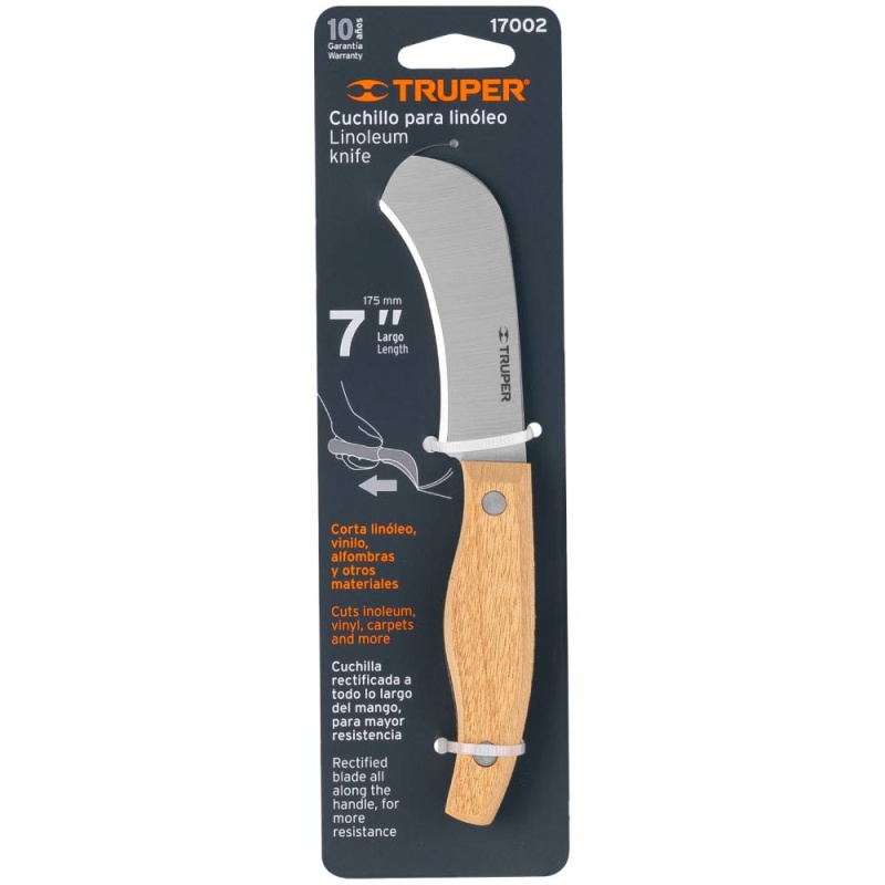 Cuchillo 7" Tipo Gancho para Linóleo y AlfombrasTruper 17002