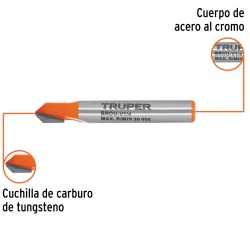 Fresa de Carburo 1/4"x 1/4" Corte en V Truper 102718