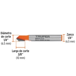 Fresa de Carburo 1/4"x 1/4" Corte en V Truper 102718
