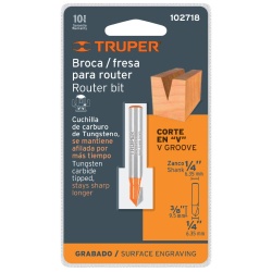Fresa de Carburo 1/4"x 1/4" Corte en V Truper 102718