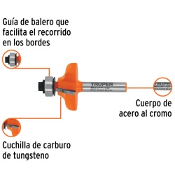 Fresa de Carburo 1-1/4" x 1/4" con Rodaje Pecho Paloma Truper 102727