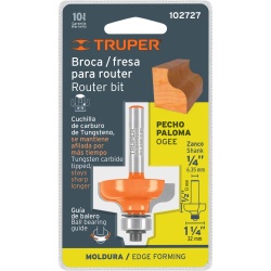 Fresa de Carburo 1-1/4" x 1/4" con Rodaje Pecho Paloma Truper 102727