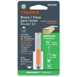 Fresa de Carburo 1/4"x 1/4" con Rodaje Corte Recto Truper 102720