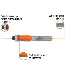 Fresa de Carburo 3/8"x 1/4" con Rodaje Corte Recto Truper 102721