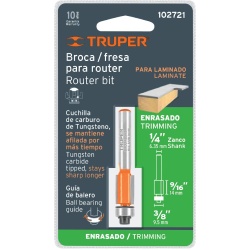 Fresa de Carburo 3/8"x 1/4" con Rodaje Corte Recto Truper 102721