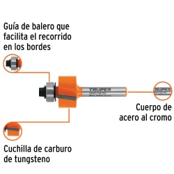 Fresa de Carburo para Rebaje 7/8" x 1/4" con Rodaje Truper 102724