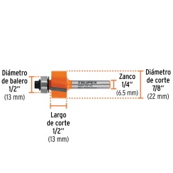 Fresa de Carburo para Rebaje 7/8" x 1/4" con Rodaje Truper 102724