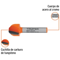 Fresa de Carburo 5/8" x 1/4" Media Caña Truper 102722