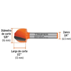 Fresa de Carburo 5/8" x 1/4" Media Caña Truper 102722