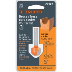 Fresa de Carburo 5/8" x 1/4" Media Caña Truper 102722