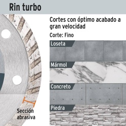 Disco Diamantado Turbo 9" x 3 mm para Concreto Truper 12982