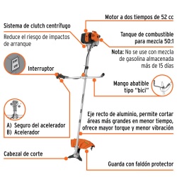 Desmalezadora a Combustion 2T 52 cc 2HP Truper 11032